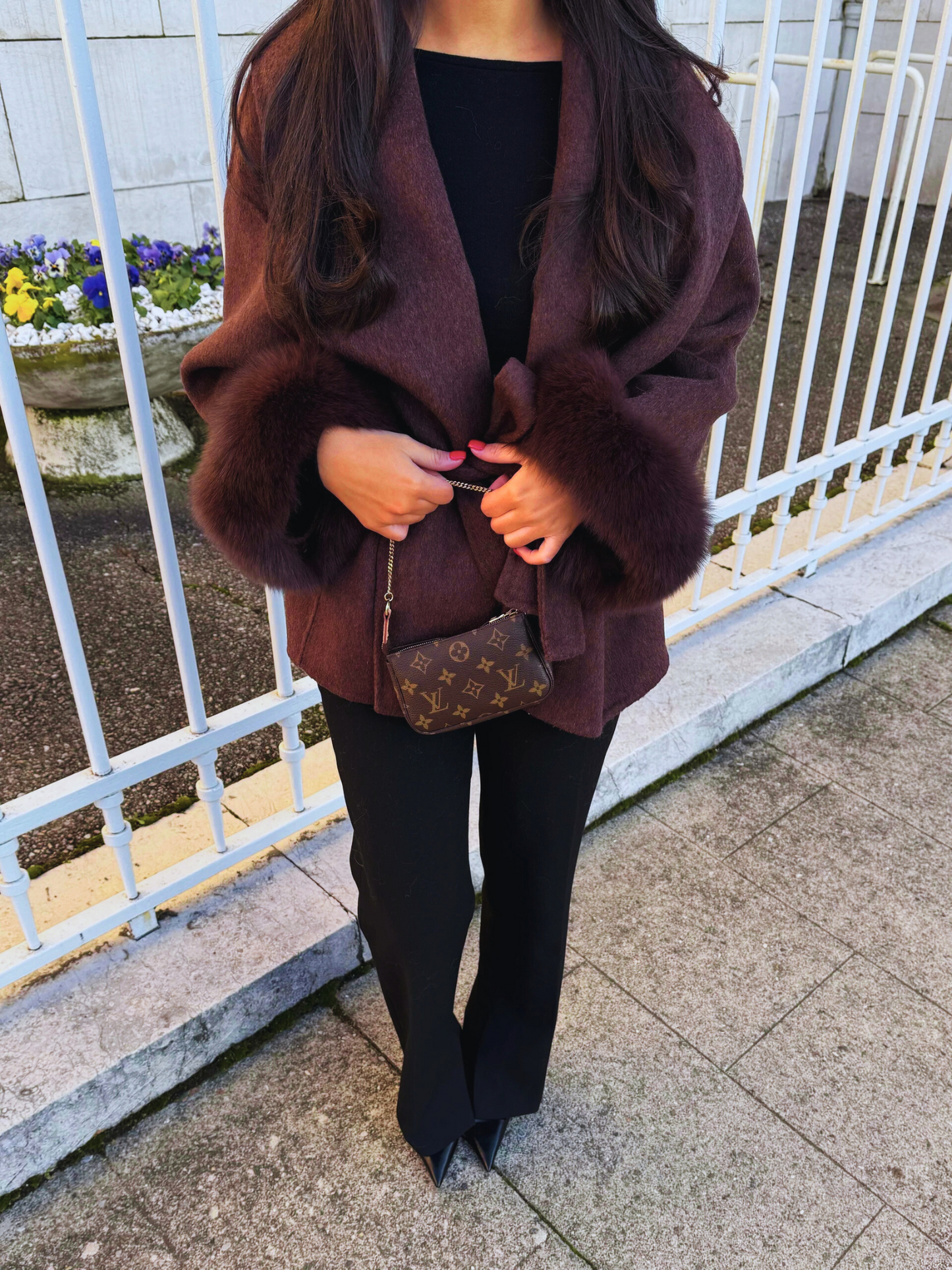 Sophia | Wollen mantel met bont