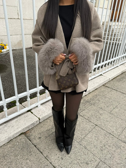 Sophia | Wollen mantel met bont