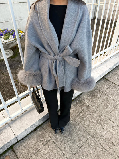 Sophia | Wollen mantel met bont