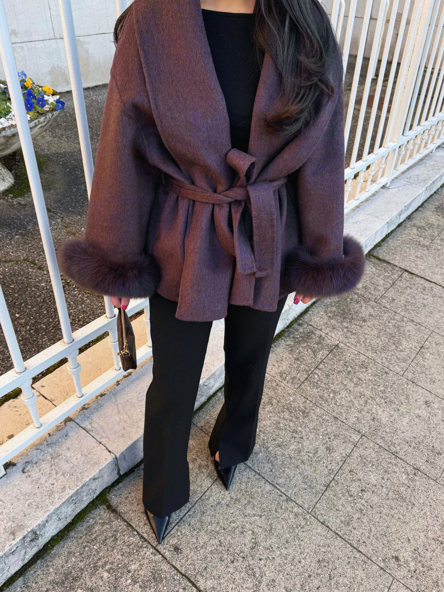 Sophia | Wollen mantel met bont