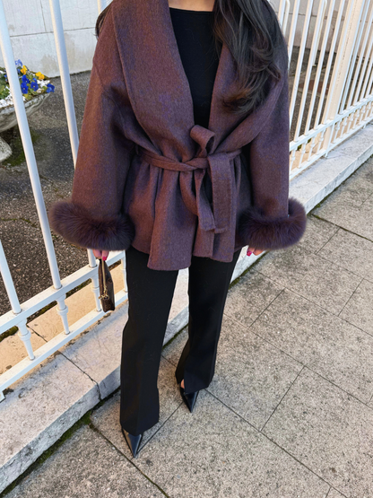 Sophia | Wollen mantel met bont